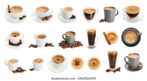 Set of delicious espresso on white background - Powered by Shutterstock