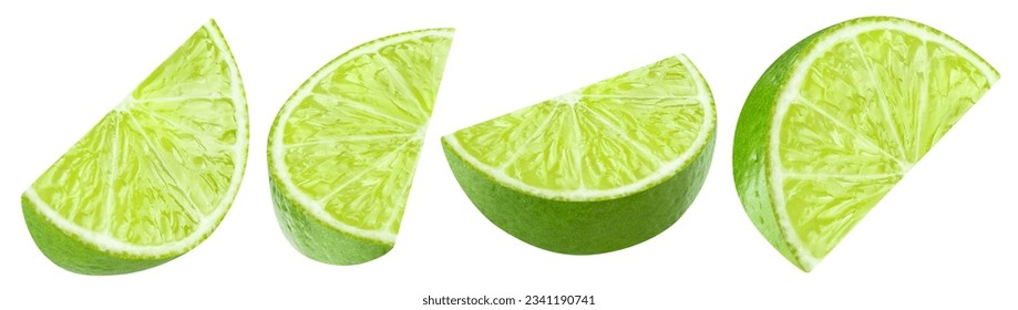 Set of delicious limes, isolated on white background - Shutterstock ID 2341190741