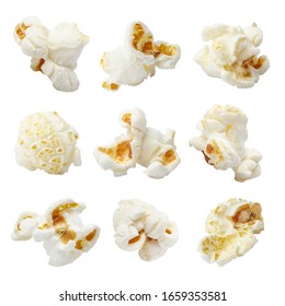 Set of delicious popcorn, isolated on white background