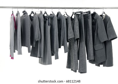 Set Of Designer Fashion Autumn/winter Clothing On Hangers