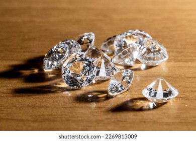 set of diamonds on the gemologist's table