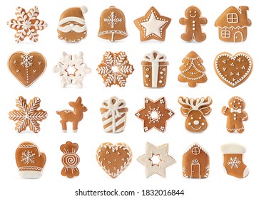 Set of different Christmas cookies on white background - Powered by Shutterstock