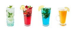 Set of different cocktails isolated on a white background, a Food & Drink Photo by Vikafoto33
