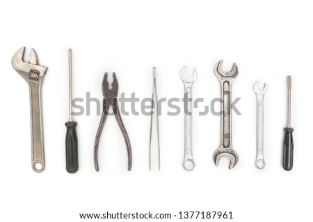 Set with different construction tools isolated on white background
