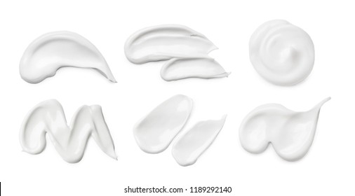 Set with different cosmetic smears on white background - Shutterstock ID 1189292140