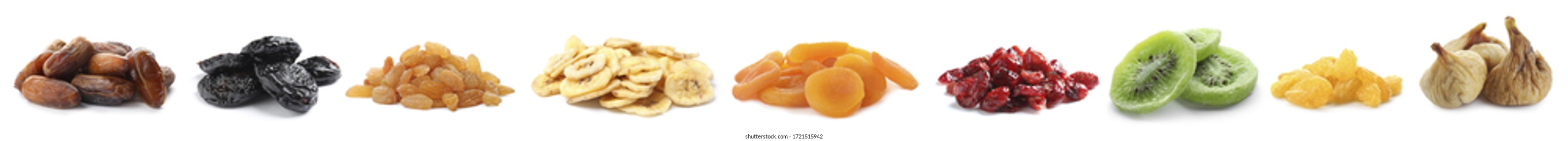 Set of different dry fruits on white background. Banner design - Shutterstock ID 1721515942