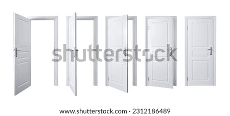 Set of different elegant white door cut out, without background