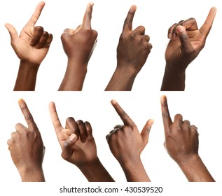 Set of different hands touching or pointing to something, isolated on white - Powered by Shutterstock