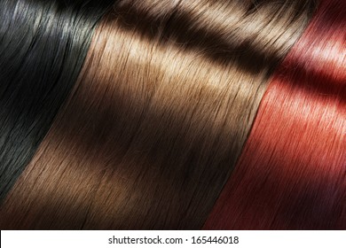 Set Of Different Long Shiny Hair Color