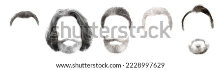 Set of different man's hairstyles for designers isolated on white