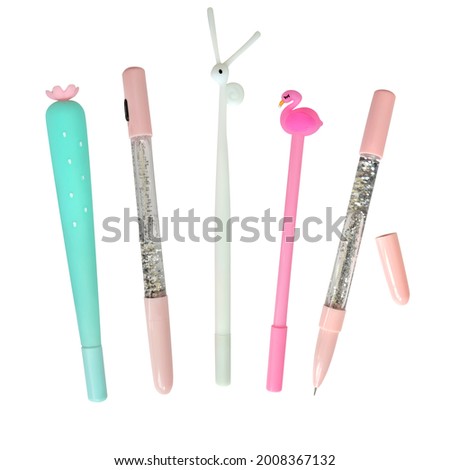 Set of different pens isolated on a white background. Office. Elements for design. Clipart