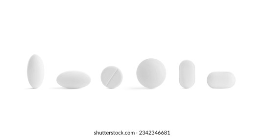 Set of different pills in row isolated on white - Powered by Shutterstock