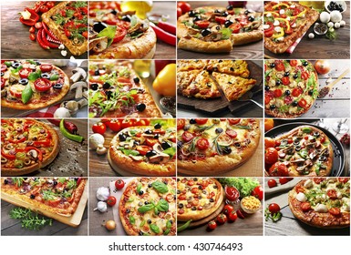 Set of different pizza