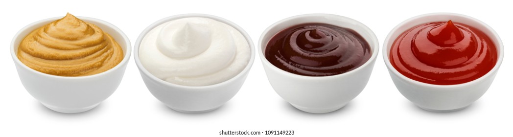 Set Of Different Sauces Isolated On White Background