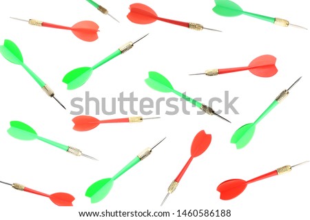 Set of different sharp darts on white background