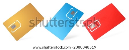 Set with different SIM cards on white background. Banner design