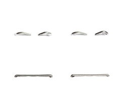 Set Of Different Staples Pushed Into A Piece Of Paper. Isolated On White Background.