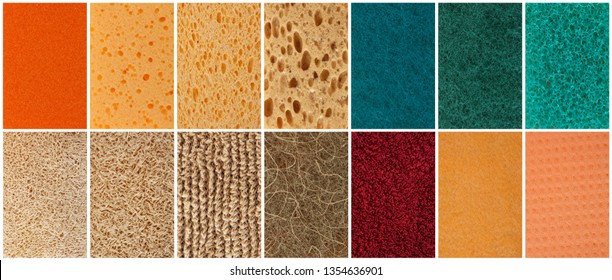 Set Different Surfaces Natural Synthetic Sponges Stock Photo 1354636901 ...