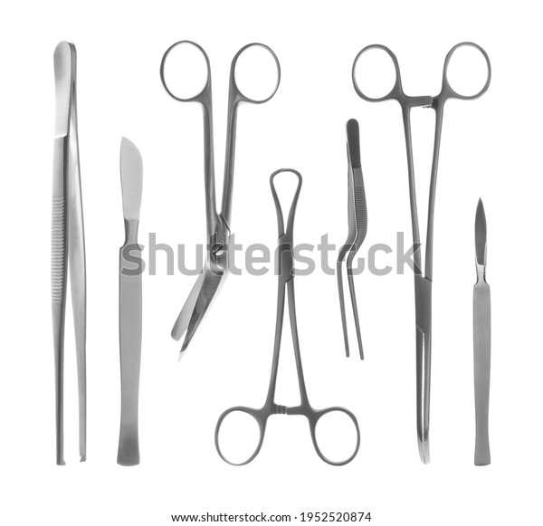 Set Different Surgical Instruments On White Stock Photo 1952520874 ...