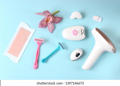 A Set Of Different Tools For Home Hair Removal.
