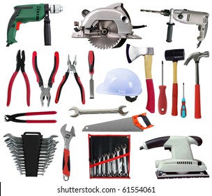 Set of Different Tools Isolated - Shutterstock ID 61554061