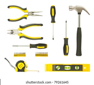 Set Of Different Tools Isolated On White Background