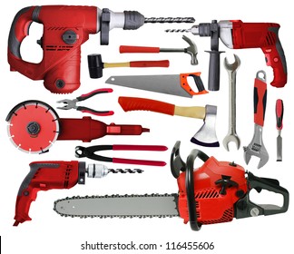 Set of Different Tools over White Background - Shutterstock ID 116455606