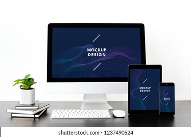 Set Of Digital Devices Screen Mockup