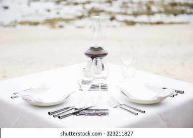 Set Up For Dinner On The Beach, Dinner