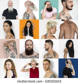 Set Diversity People Showing Tattoo Studio Stock Photo 630102653 ...