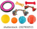 Set of dog toys isolated on white background. Collage. ​