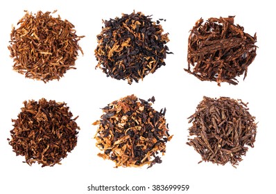 set dried smoking tobacco. Isolated on a white background.