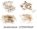 Set drops of mud sprayed isolated on white background, collection stain with clipping path