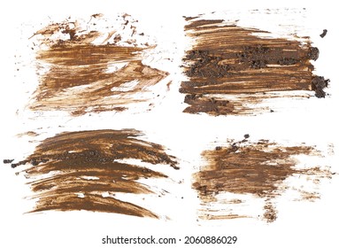 set drops of mud sprayed isolated on white background, with clipping path