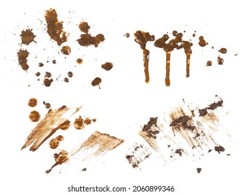 Set drops of mud sprayed isolated on white background, with clipping path - Shutterstock ID 2060899346