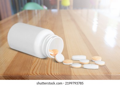 Set Of Drug In Prescription Medication  Pills Bottle