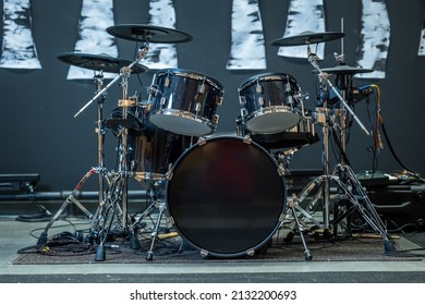 A Set Of Drums Set Up At A Local Church For The Praise And Worship Team Or A Band