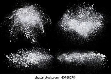 Set of dust powder splash clouds isolated on black background - Shutterstock ID 407882704
