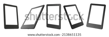Set with ebook readers on white background. Banner design
