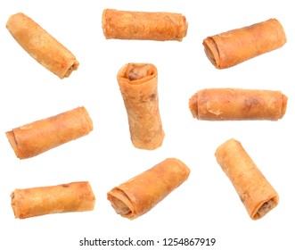 Set Of Egg Roll Food Isolated White