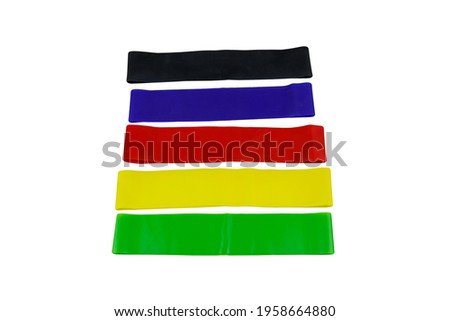 Set of elastic rubber bands for fitness isolated on a white background
