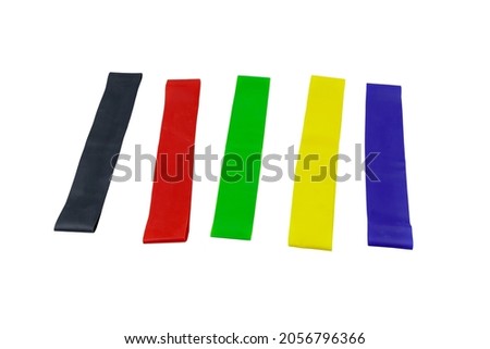 Set of elastic rubber bands for fitness isolated on a white background