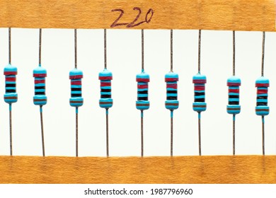 Set of electrical resistors. Electronic components.