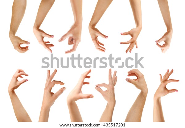 Set Empty Different Hands Grab Objects Stock Photo (Edit Now) 435517201