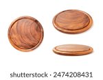 Set of Empty Wooden plate (Pizza board ) isolated on white background.