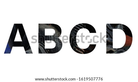 Set of Engine steel  ABCD letters isolated on white background