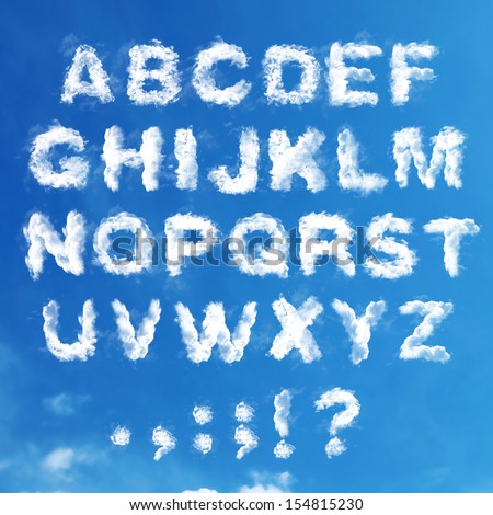 Set - the English alphabet from clouds