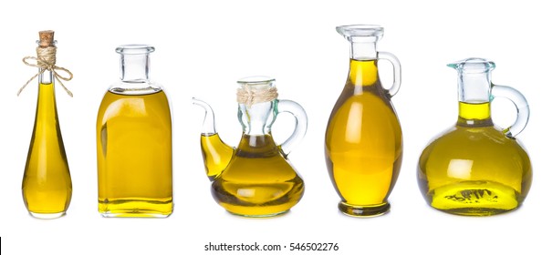 Set of extra virgin olive oil jars isolated on a white background - Powered by Shutterstock
