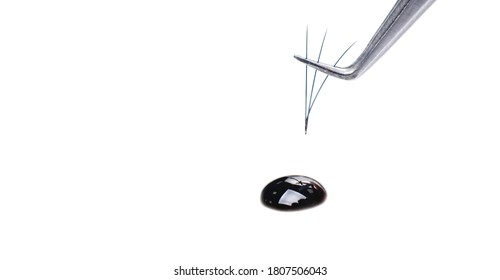 Set Eyelash Extension Tools White Isolated Background.