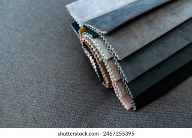 Set of fabric swatch samples texture for the decoration new sofa, or other renovation. The choice concept